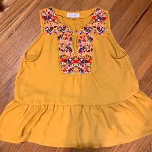 Mustard Embroidered Top